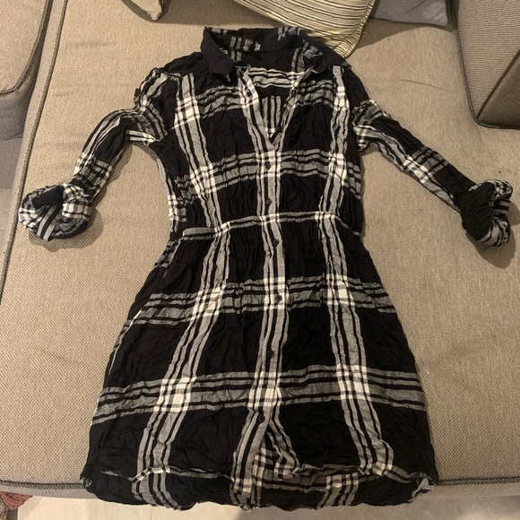 worn 1x express b&w plaid dress - Picture 2 of 4